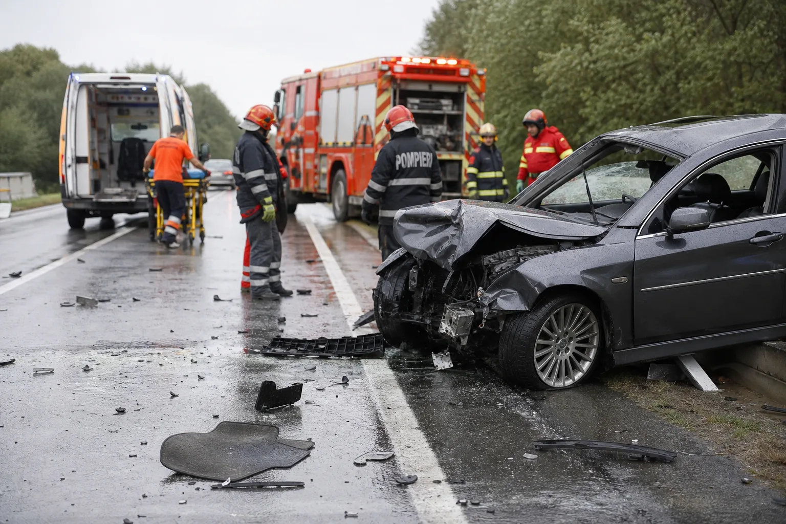 Accident pe DN6 la ieșirea din Teregova: patru persoane rănite
