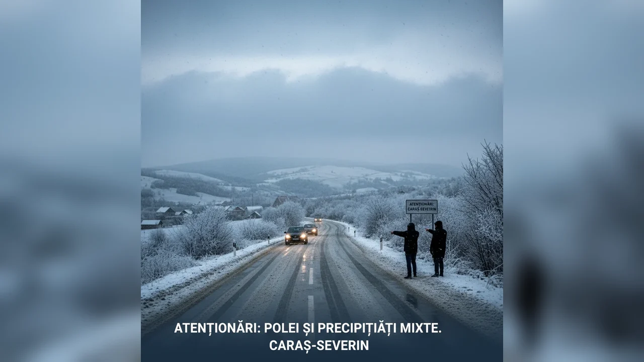 Avertizări pentru șoferi la Reșița: polei și precipitații mixte în Caraș-Severin