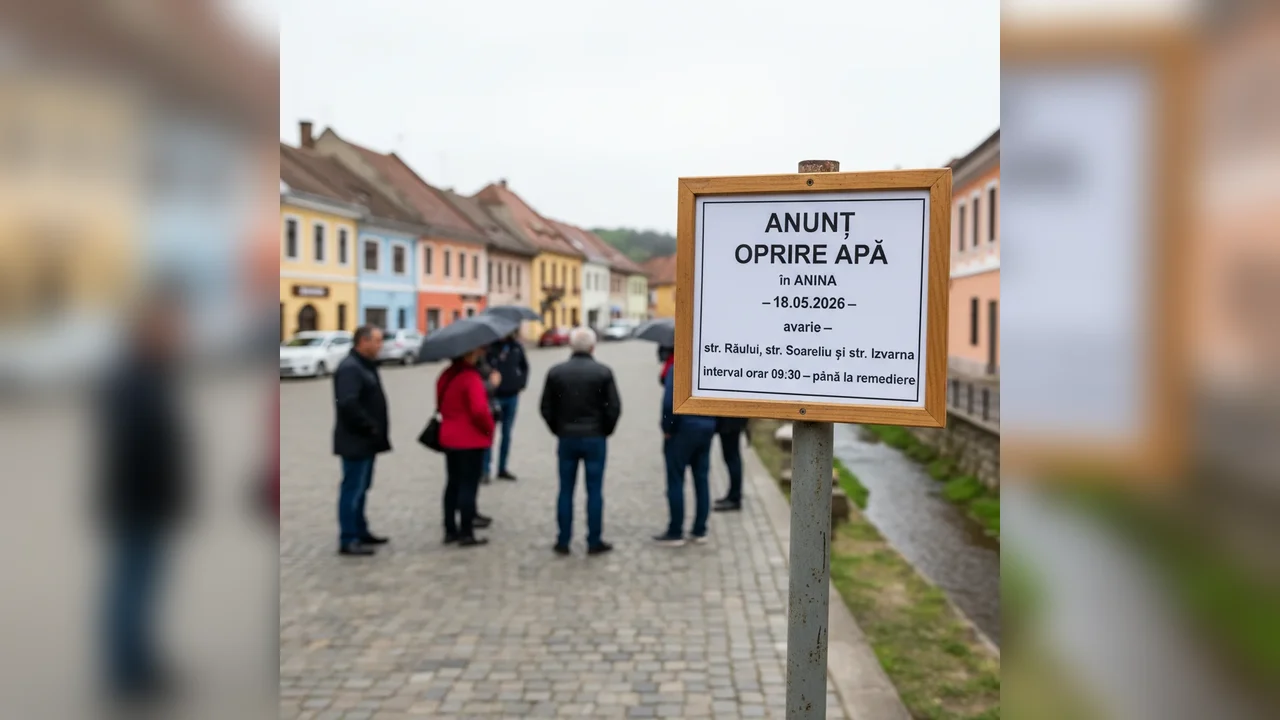 Oprire apă în Anina pe 18 mai 2026 din cauza unei avarii