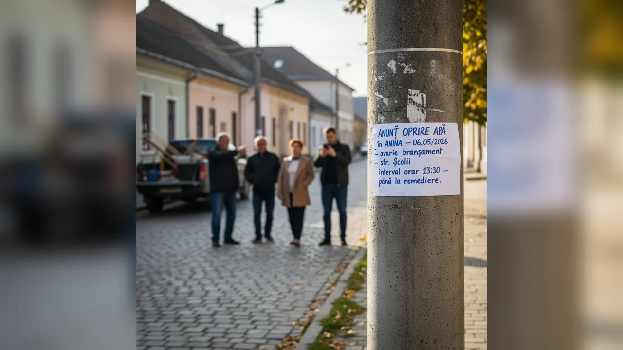 Oprire apă în Anina pe str. Școlii din cauza unei avarii