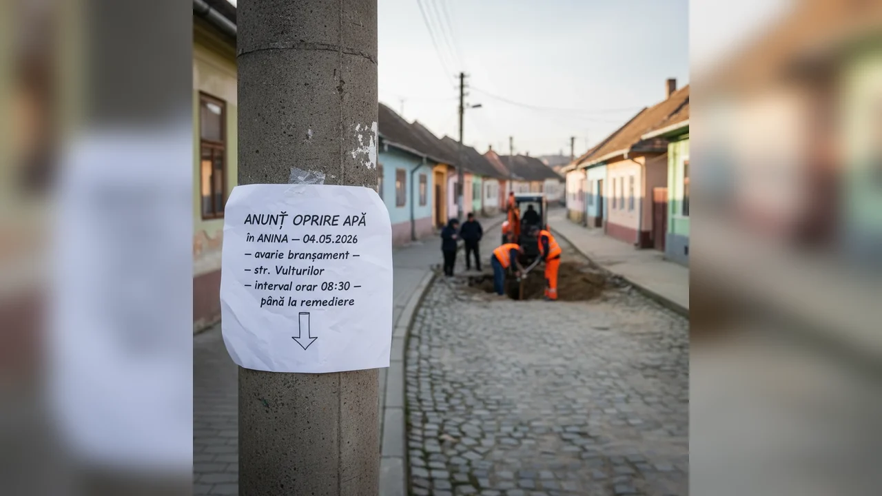 Oprire apă în Anina pe str. Vulturilor din cauza avariei