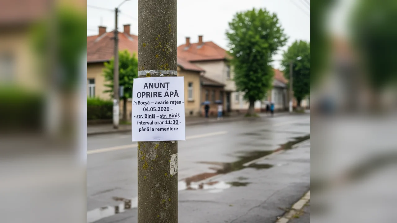 Oprire apă în Bocșa din cauza avariei rețelei pe str. Biniș