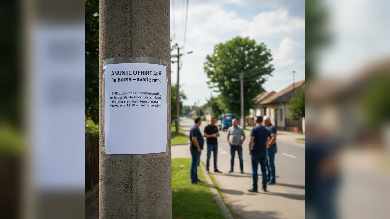 Oprire apă în Bocșa din cauza unei avarii la rețea
