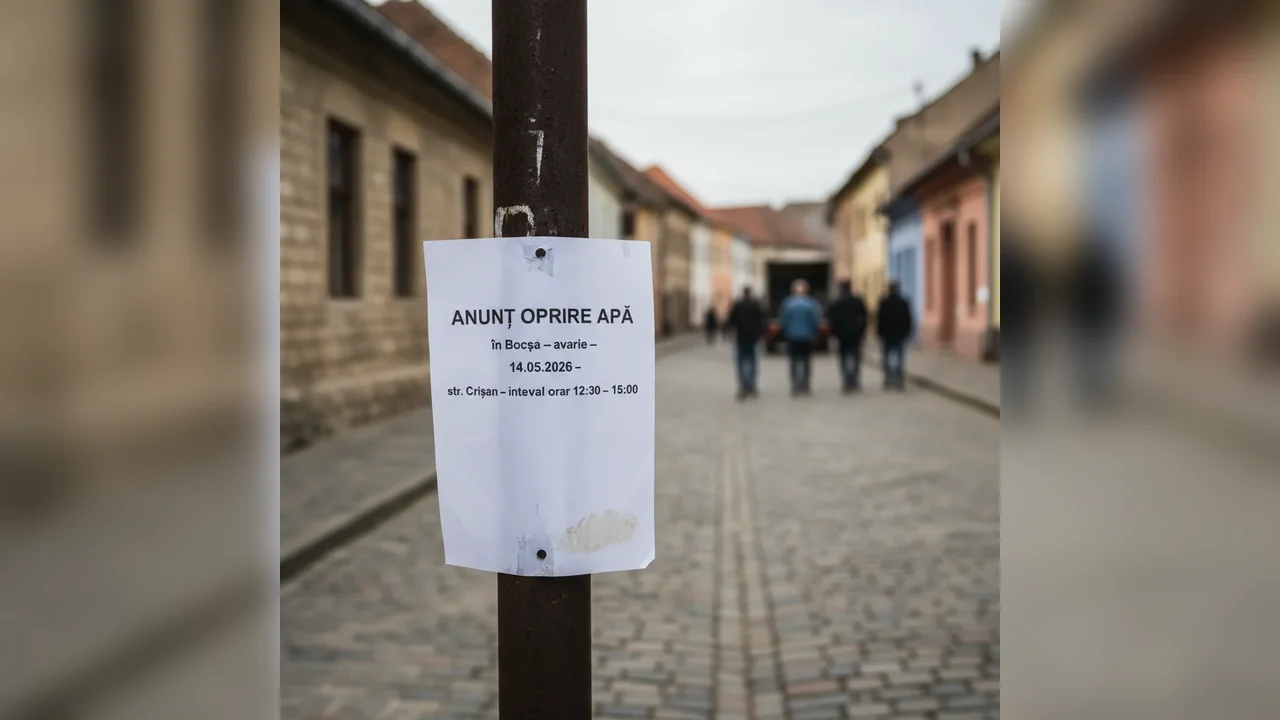 Oprire apă în Bocșa pe str. Crișan, 14 mai 2026, 12:30-15:00
