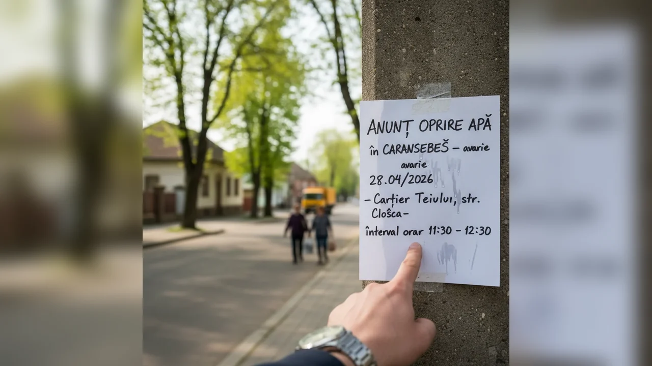 Oprire apă în Caransebeș: avarie în Cartier Teiului pe 28 aprilie