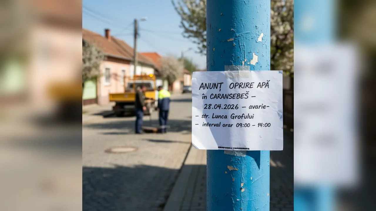 Oprire apă în Caransebeș pe str. Lunca Grofului pe 28 aprilie