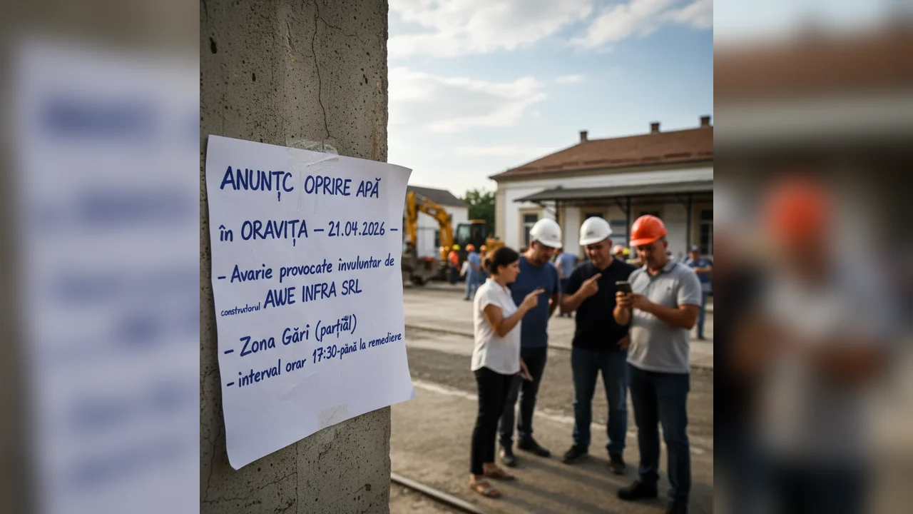 Oprire apă în Oravița pe 21 aprilie din cauza unei avarii