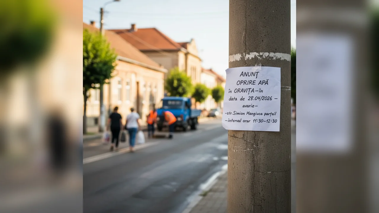 Oprire apă în Oravița pe 28 aprilie, avarie pe str. Mangiuca