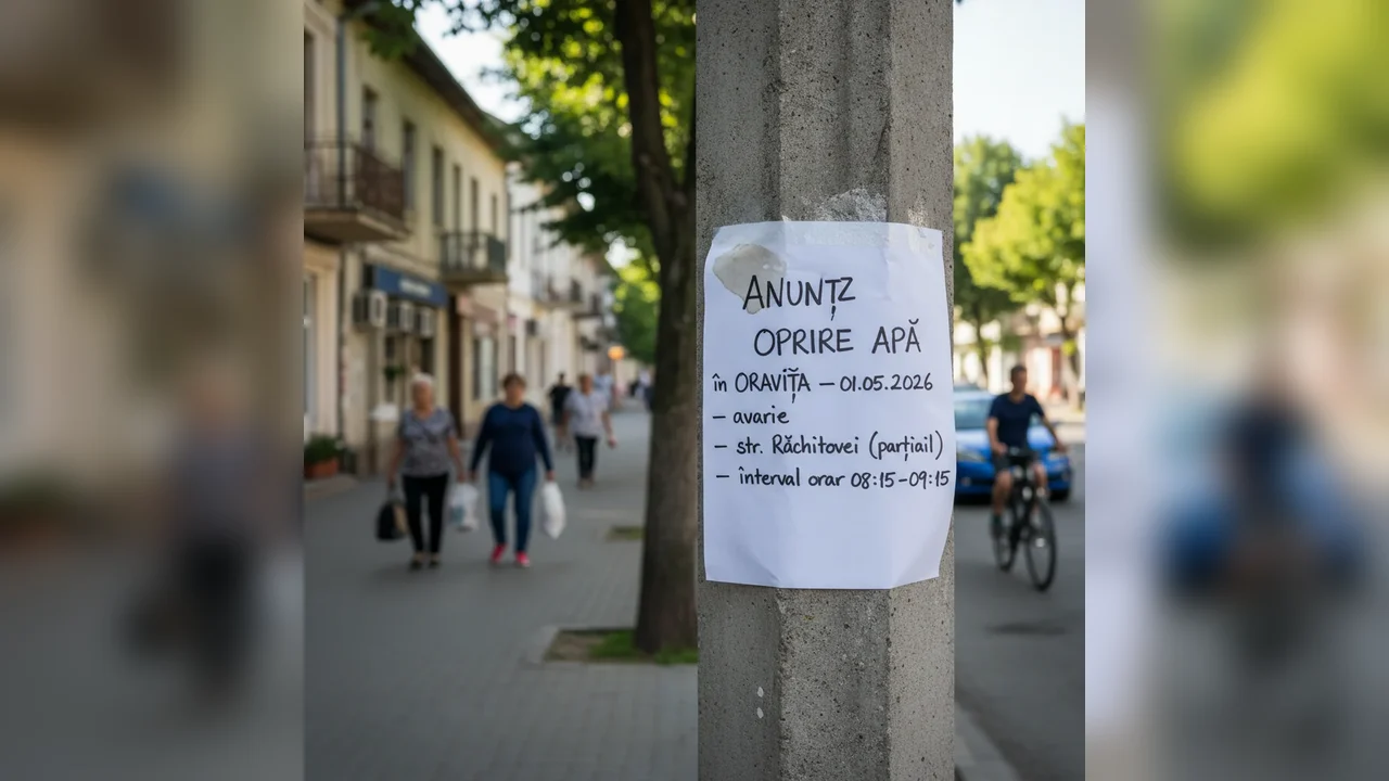 Oprire apă în Oravița pe str. Răchitovei, 1 mai 2026
