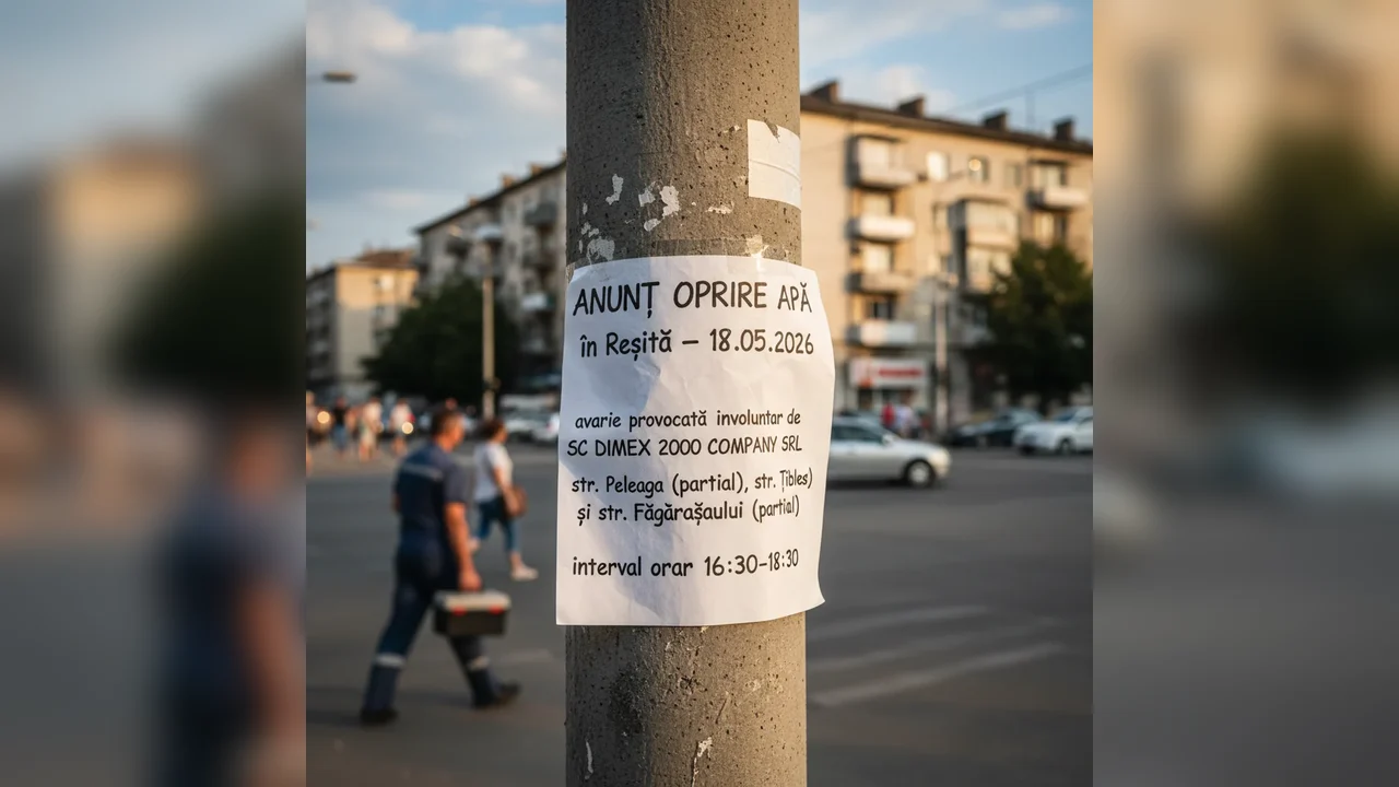 Oprire apă în Reșița pe 18 mai din cauza unei avarii