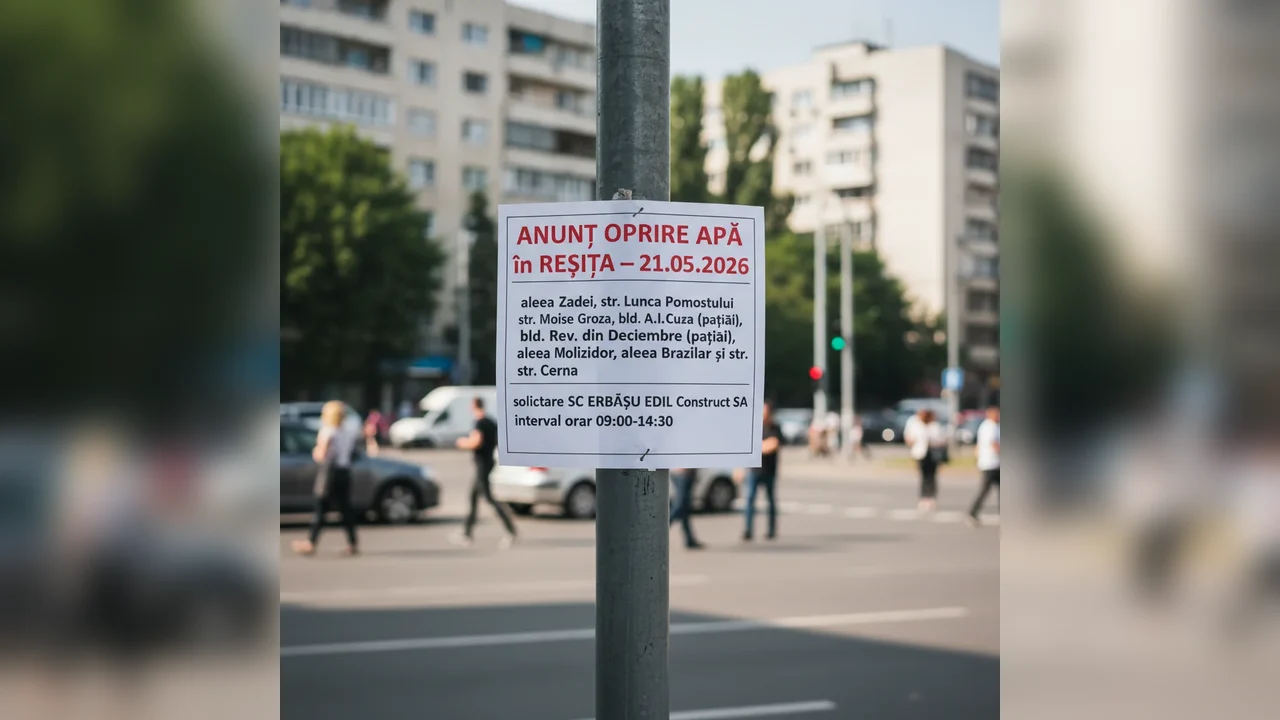 Oprire apă în Reșița pe 21 mai în mai multe zone