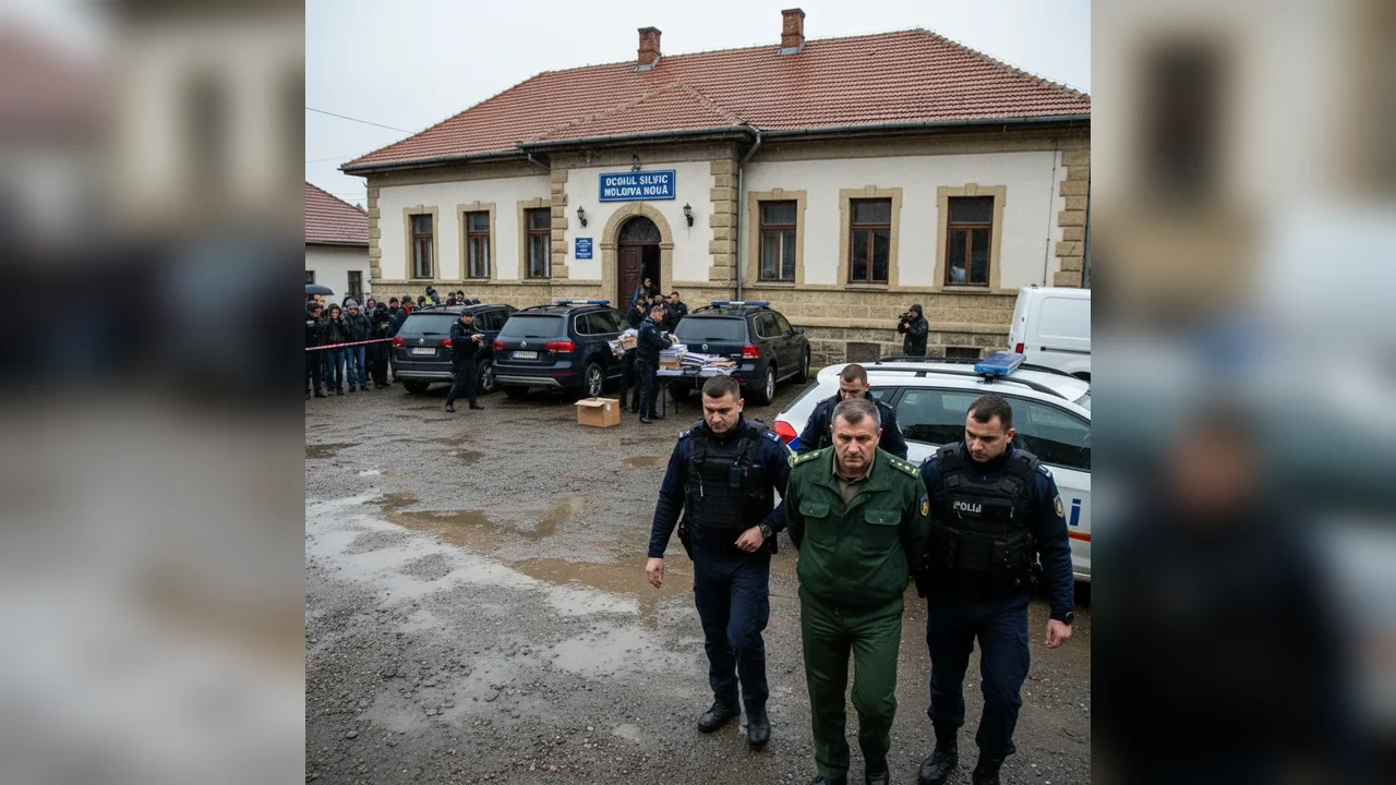 Percheziții la Ocolul Silvic Moldova Nouă, anunțate public la Reșița într-un dosar de infracțiuni silvice