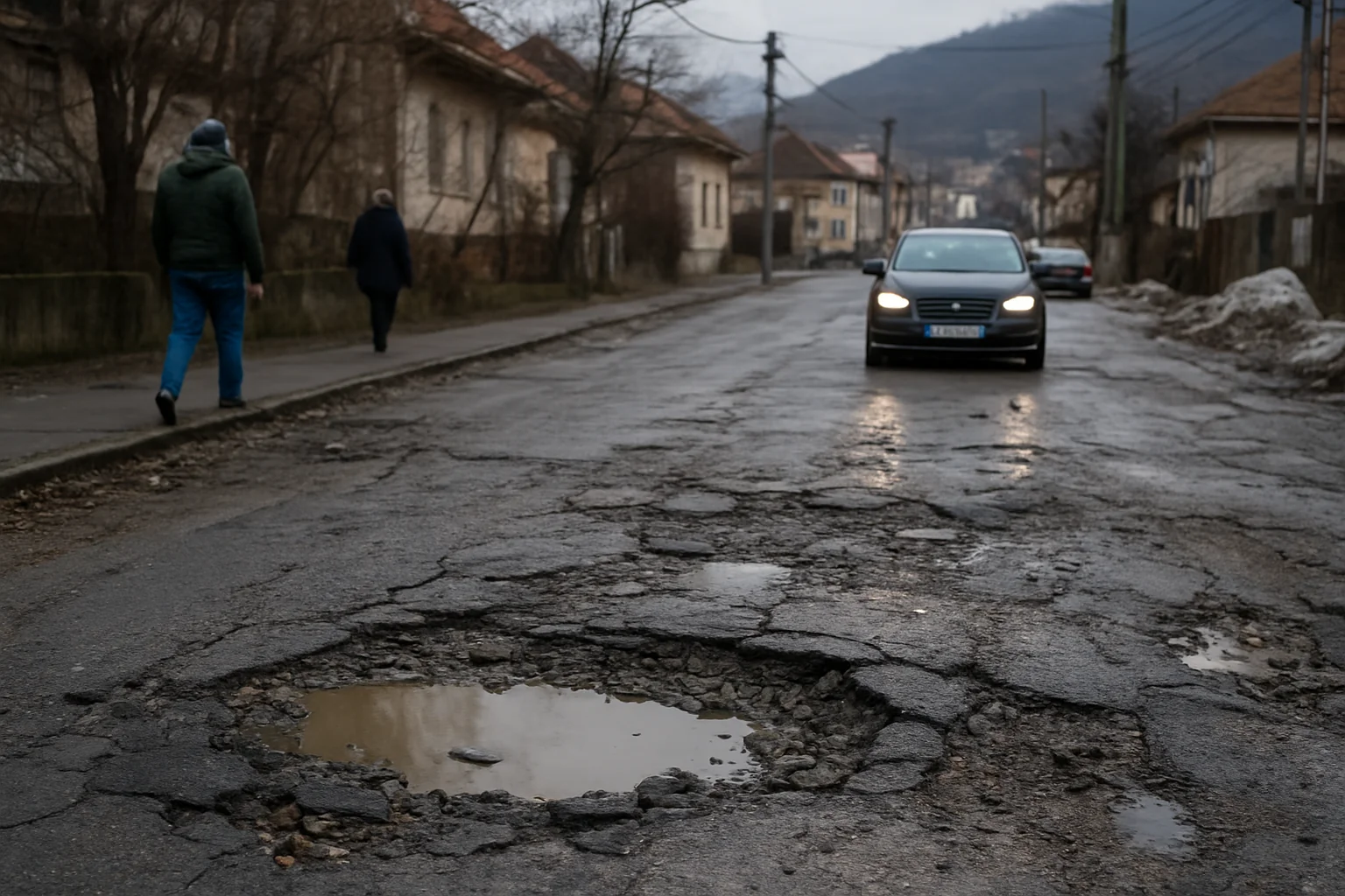 Situația actuală a infrastructurii rutiere din Reșița în februarie 2026