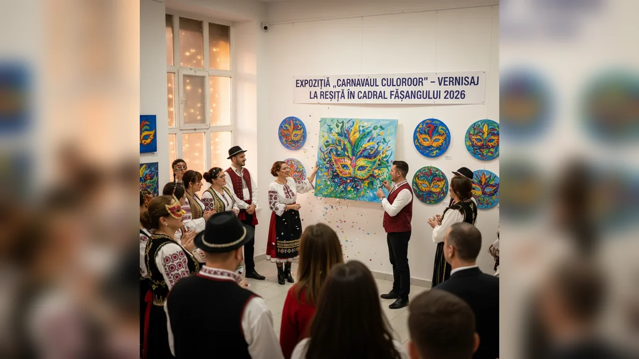 Vernisajul „Carnavalul Culorilor” aduce atmosfera de Fășang 2026 la Reșița